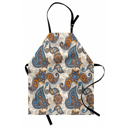 

Vintage Apron Ethnic Tribal Paisley Design with Floral Detail Abstract Backdrop Unisex Kitchen Bib Apron with Adjustable Neck for Cooking Baking Gardening Marigold Violet Blue Beige by Ambesonne