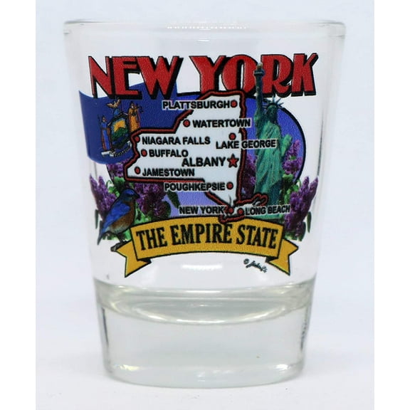 New York State Elements Map shot glass