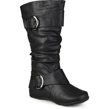 - Women's Extra Wide Calf Knee High Slouch Buckle Boots