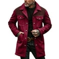 thumbnail image 2 of Wutalume Men's Gradient Color Button Pocket Work Wear Plus Leather Jacket, Casual Long Coat with Plush Lining, Stylish Design for Urban Fashion and Outdoor Adventures,Wine M, 2 of 4