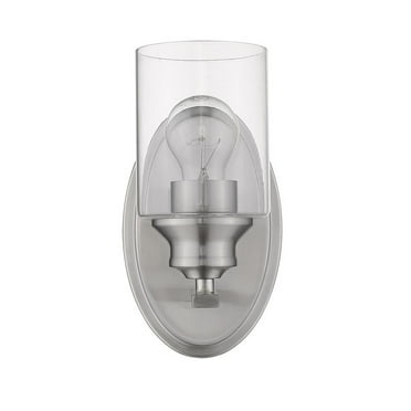 HomeRoots One Light Silver Wall Light with Clear Glass Shade