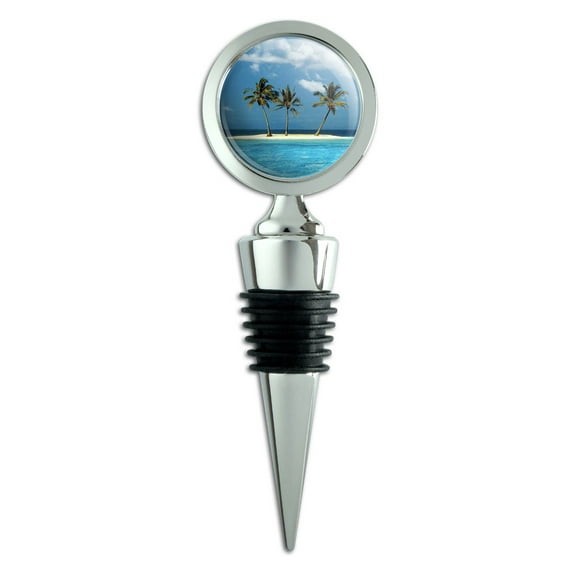 Tropical Deserted Island Beach Ocean Wine Bottle Stopper