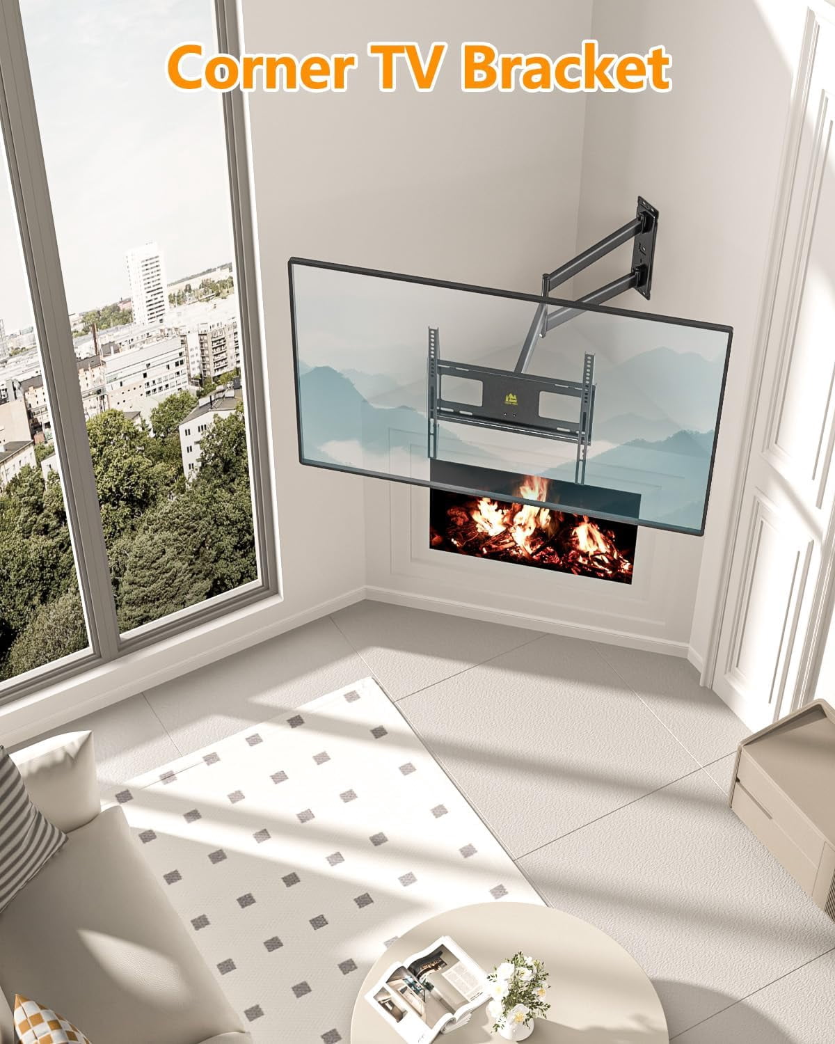 FORGING MOUNT Corner TV Wall Mount Long Arm TV Mount for 23"-65" TVs, Full Motion TV Wall Mount with 33" of Smooth Extension, Holds 99lbs, Max 400X400mm