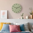 thumbnail image 3 of Wall Clock Sage Green Clocks PVC Silent Non-Ticking Battery Operated Decorative Spring Green Solid Color Round Clock for Home Living Room Kitchen Bedroom Office School Wall Decor 14 Inch, 3 of 9