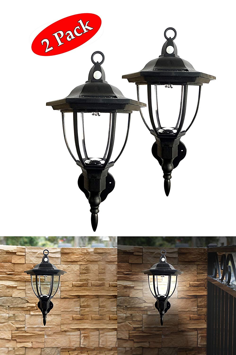 Solar Powered Wall Lamp- Set of 2- Motion Activated ... Solar Powered Wall Lamp- Set of 2- Motion Activated ...