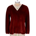 thumbnail image 4 of Women's V Neck Velvet Tops 2026 Elegant Puff Long Sleeve Blouses Loose Fit Dressy Casual Pullover Work Shirts, 4 of 4
