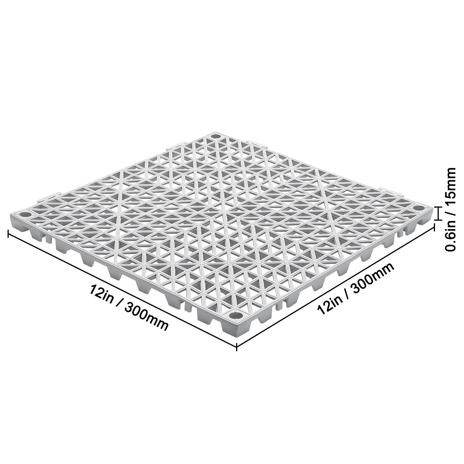 SKYSHALO 12" x 12" Gray PVC Interlocking Floor Mats, 12 Piece