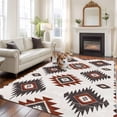 thumbnail image 5 of 6x9 Washable Area Rug, Red Grey Non-Slip Large Rectangle Rug for Living Room Dining Room, Aztec Ethnic Southwestern Native Geometric Indoor Floor Mat for Home Decor, 5 of 9