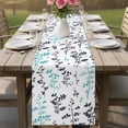 thumbnail image 4 of Aqua Grey Botanical Table Runner - 72 Inch Long Watercolor Spring Floral Summer Leaf Cotton and Linen Blended Dress Scarves Farmhouse Table Runner for Kitchen Dining, Coffee Table, 13" x 72", 4 of 8