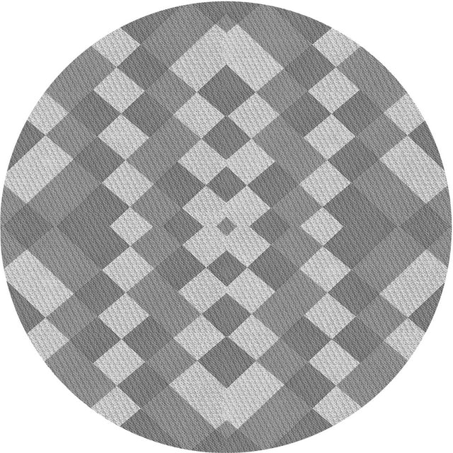 Ahgly Company Tapis Rond Lavable en Machine Intérieur Transitionnel Gris Argenté, 5 Pieds Rond