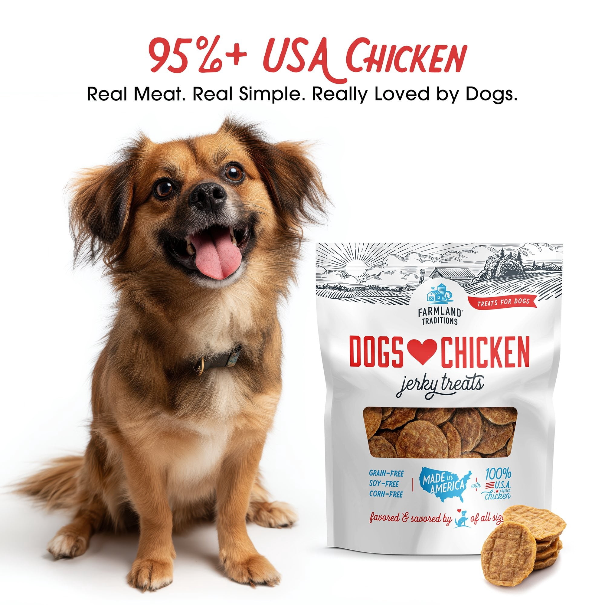 Farmland Traditions Dogs Love Chicken Jerky Dog Treats with Only 3 Ingredients and No Fillers, 2 Pound Bag