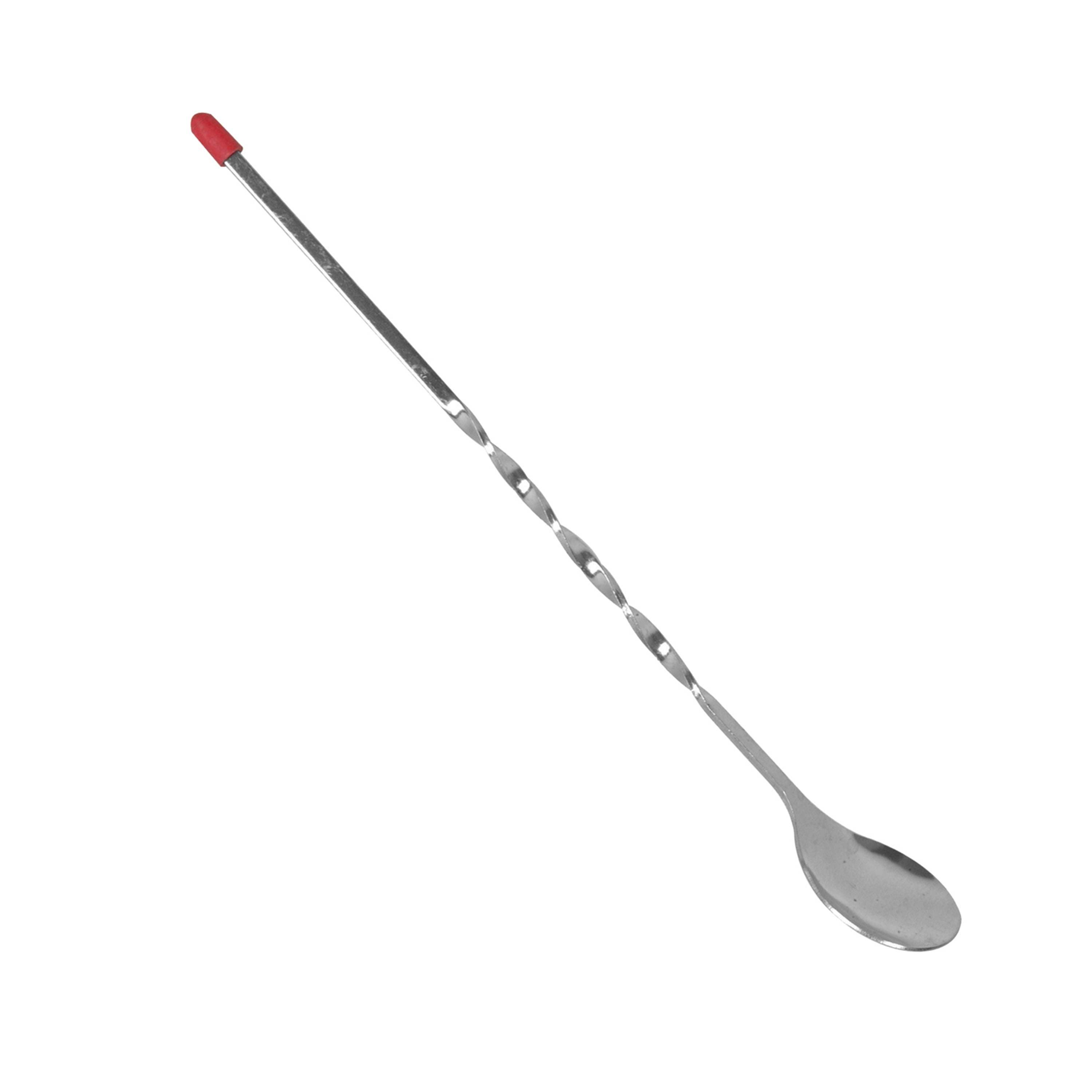 Chef World 11 Inch Stainless Steel Deluxe Cocktail Mixing Bar Spoon with Red Knob 