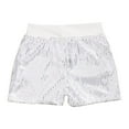 thumbnail image 4 of Yartina Kids Girls Sequins Dance Shorts Hip Hop Jazz Dance Performance Costume Athletic Sports Gym Silver XL, 4 of 7