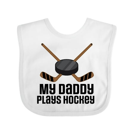 Inktastic Daddy Plays Hockey Sports Infant Bib Unisex White