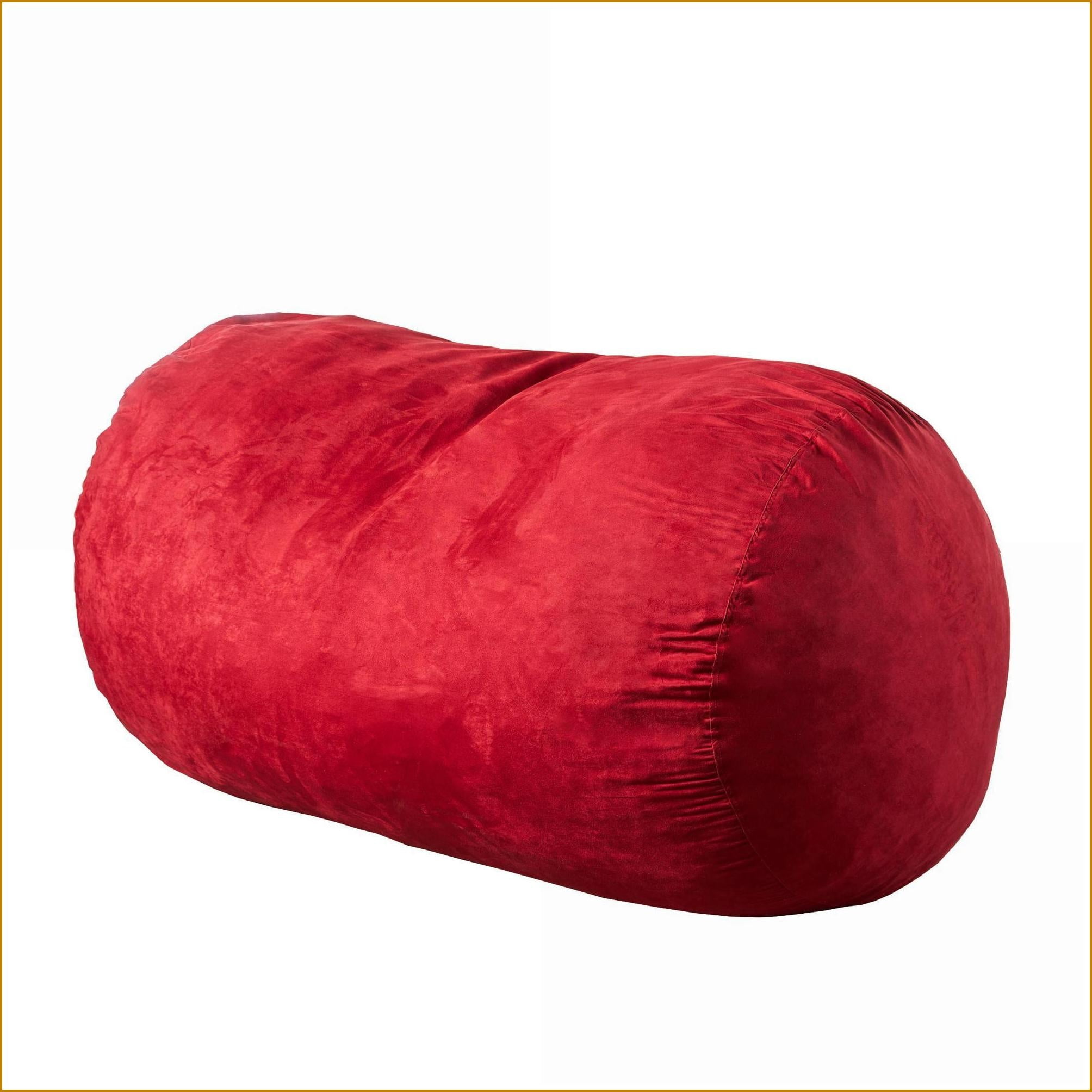 Firefly 6.5 ft Cylindrical Suede Bean Bag Chair for Adults | Red | Curved