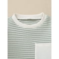 thumbnail image 5 of FEORJGP Toddler Boy Classic Waffle Clothes 3M 6M 12M 18M 2T 3T Infant Long Sleeve Sweatshirts Stripe Print Pocket Pullovers Crew Neck Tops with Sweatp2Pcs Casual Cozy Outfits for Spring Fall, 5 of 8