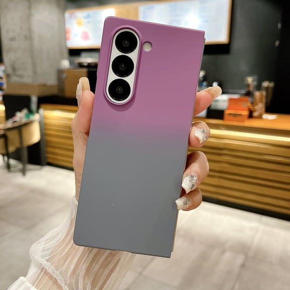 Luxury Gradient Color Soft Silicone Matte Phone Case for Samsung Galaxy Z Fold 6 Cases, Ultra Slim Bicolor TPU Skin-Friendly Anti-Scratch Phone Cover for Samsung Galaxy Z Fold 6 - Gray Purple