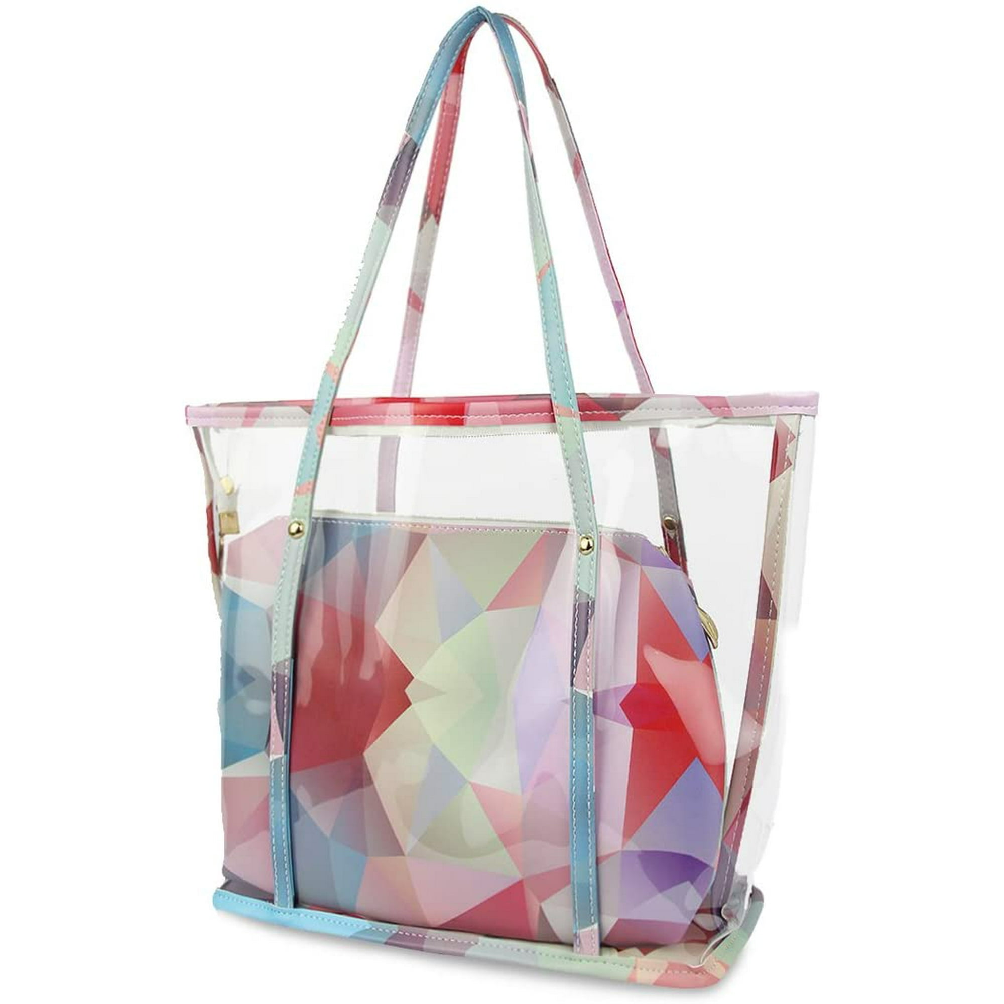 Clear Purse PVC Transparent Bag Work Handbags for Women Girls Pink