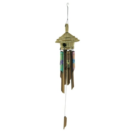 Tropical Tiki Hut Birdhouse Bamboo Wind Chime