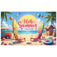 thumbnail image 2 of Colorful Design Summer Beach Banner Vibrant Surfboards Palm Trees Hello Summer for Outdoor Party Tropical Beach Event Vacation, 2 of 8