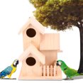 thumbnail image 4 of Three Rooms Wood Bird Nest Entrance House for Garden Birds Supplies 2pcs Creative Birds Bed Set, 4 of 7