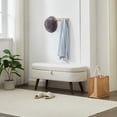 thumbnail image 5 of Oval Storage Ottoman Bench for Bedroom, 43.8" Upholstered Bench with Storage, Boucle End of Bed Bench with Safety Hinges & Solid Wood Legs for Living Room Bedroom Entryway, Beige, 5 of 7