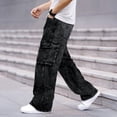 thumbnail image 6 of Smawell Men's Black Tie Dye Wide Leg Cargo Jeans, Relaxed Fit Multi Pocket Streetwear Denim Pants for Casual Daily Wear, 6 of 7