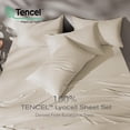 thumbnail image 2 of Tencel Sheet Set  Size,  Eucalyptus Lyocell, Breathable & Cooling , Deep Pocket Up to 15 Inch, Silky Soft, Ideal for  s - 3 count (, Sand), 2 of 6