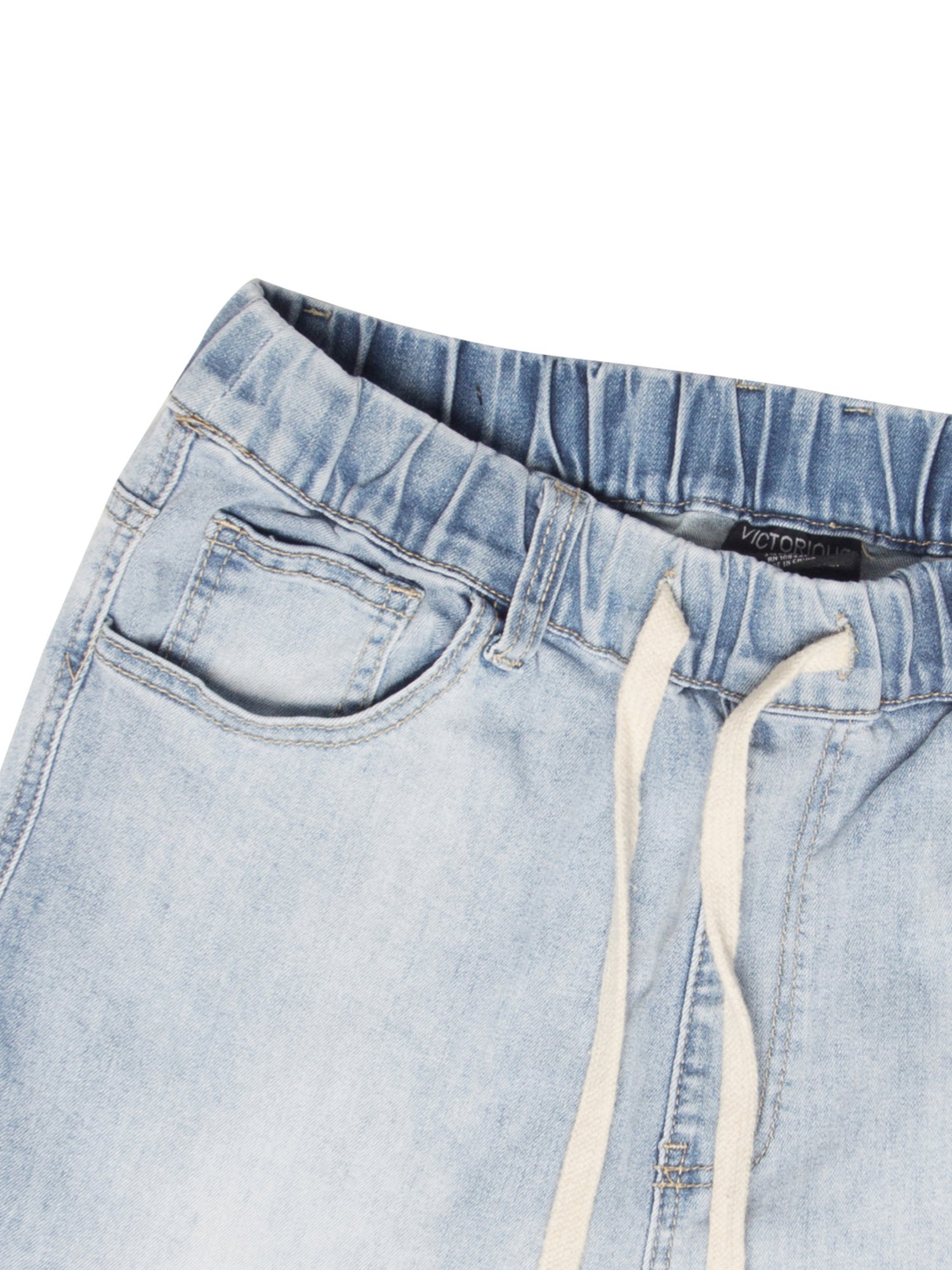 Victorious Men's Distressed Biker Denim Jogger Pants - Moto Jeans (JG870)