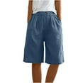 thumbnail image 7 of FUNUONY Hot Sale!! Bermuda Shorts for Women Wide Leg Linen Knee Length Summer Casual Long Shorts Loose High Waisted Short With Pockets Loose Fit Elastic Waist Knee Length Cosy Casual Beach Shorts, 7 of 7