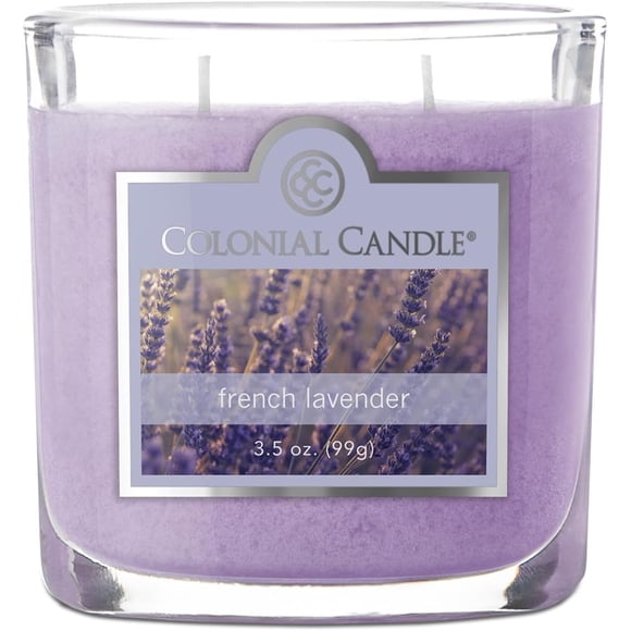Colonial Candle French Lavender Scented Jar Candle, 2 Wick, 3.5 oz, Mottled Wax Candle