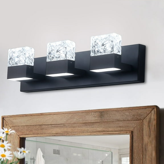 Aiwen Elegant Decorative 3 Built-in-LED Vanity Light Square Glass Shape Wall Lamp