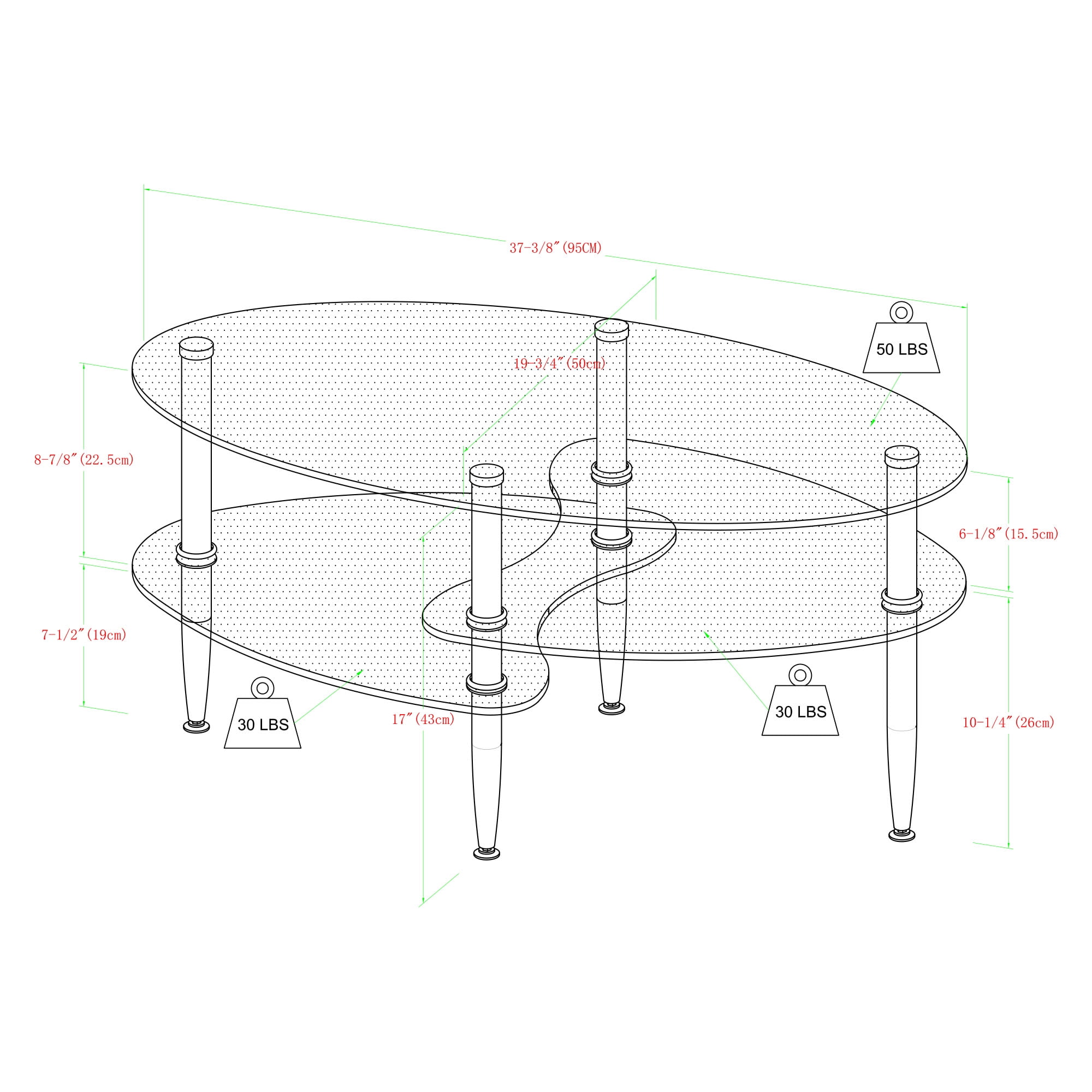 Walker Edison Mid-Century Modern Oval Glass Coffee Table