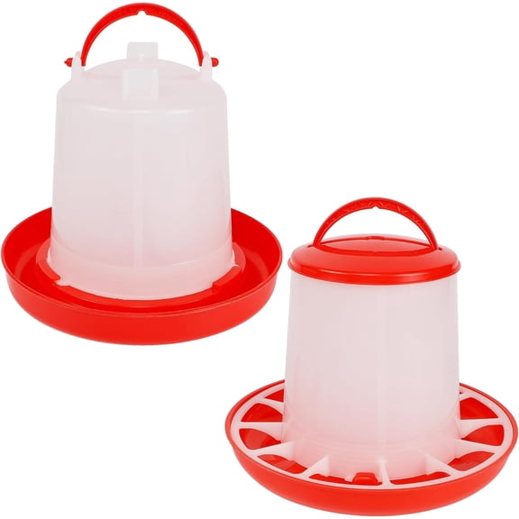 Beginner Poultry Feeder & Waterer Kit - 1 Lb Feeder & 1.5 L Waterer Set, Hanging Plastic Containers for Chicks, Ducklings & Outdoor Use, No-Spill Design