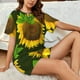 thumbnail image 4 of Balery Sunflower3 Conjunto de Pijama para Mujer con Estampado, Dos Piezas de Manga Corta y Shorts, Ropa de Dormir Suave con Cuello Redondo y Bolsillos-Medium, 4 of 6