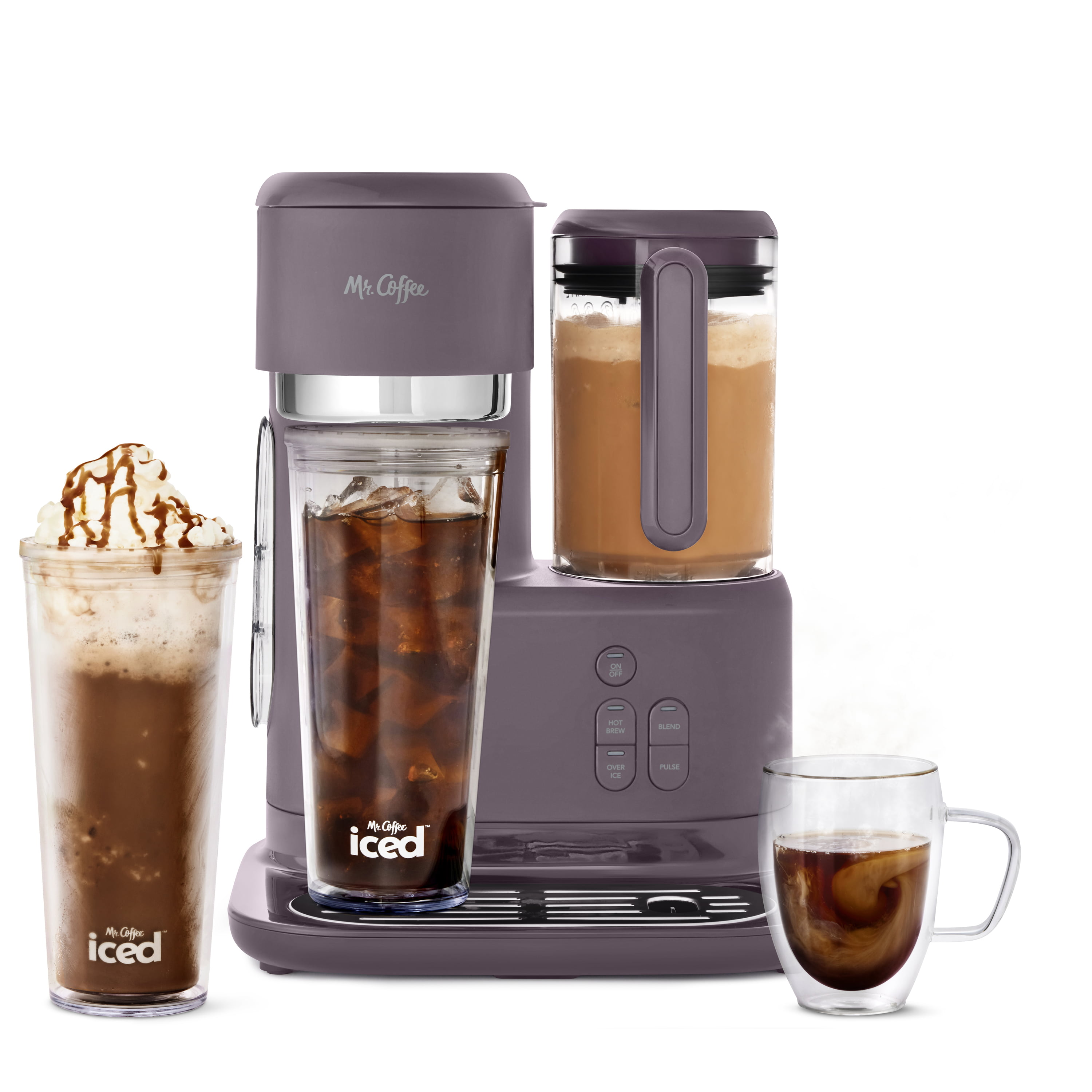 Mr. Coffee RNAB0BR8DQXNP mr. coffee single-serve 3 in 1 frappe, iced, and hot  coffee maker and blender with reusable filters, tumblers, and recipe boo
