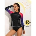 thumbnail image 4 of Women Long Sleeve Rash Guard Sun Protection Swim Surf Athletic Swimwear, 4 of 5