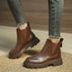 thumbnail image 5 of NECHOLOGY Botas Mujer Adulto Femenino Zapatos Botines para mujer mujer Color sólido cómodo deslizamiento en tacones cuadrados cuero Artificial botines cortos zapatos de punta redonda (Brown, 7), 5 of 7