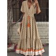thumbnail image 6 of Vintage Fashion Women Flower Print V-neck Rayon Beach Bohemian Maxi Dress Ladies V Neck Tassel Summer Boho Dresses Robe, 6 of 6