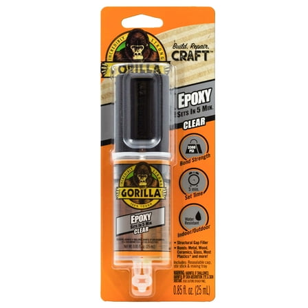 Gorilla Glue Clear Epoxy Syringe, 0.85 Fluid Ounce, Clear Finish