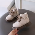 thumbnail image 2 of HAOTAGS Girls Martin Boots, Side Zipper Lace Up Soft Sole Non Slip Short Princess Boots for Kids Students Beige Size 12 Little Kids, 2 of 8