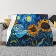 thumbnail image 1 of Fotbe Starry Night Sunflower Field Manta de Franela con Estampado, Manta Ultrasuave para Cama, Sofá, Auto, Hipoalergénica y Antibolitas-80"x60", 1 of 6