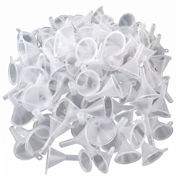 200 pack Mini Clear Plastic Funnel Set, Small Funnels for Capsule, Sand Art, Essential Oils, Perfumes, Spices, Powder