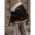 thumbnail image 4 of Women Leather Jacket With Fur Collar Suede Moto Biker Jacket 2023 Warm Winter Shearling Outerwear, 4 of 6