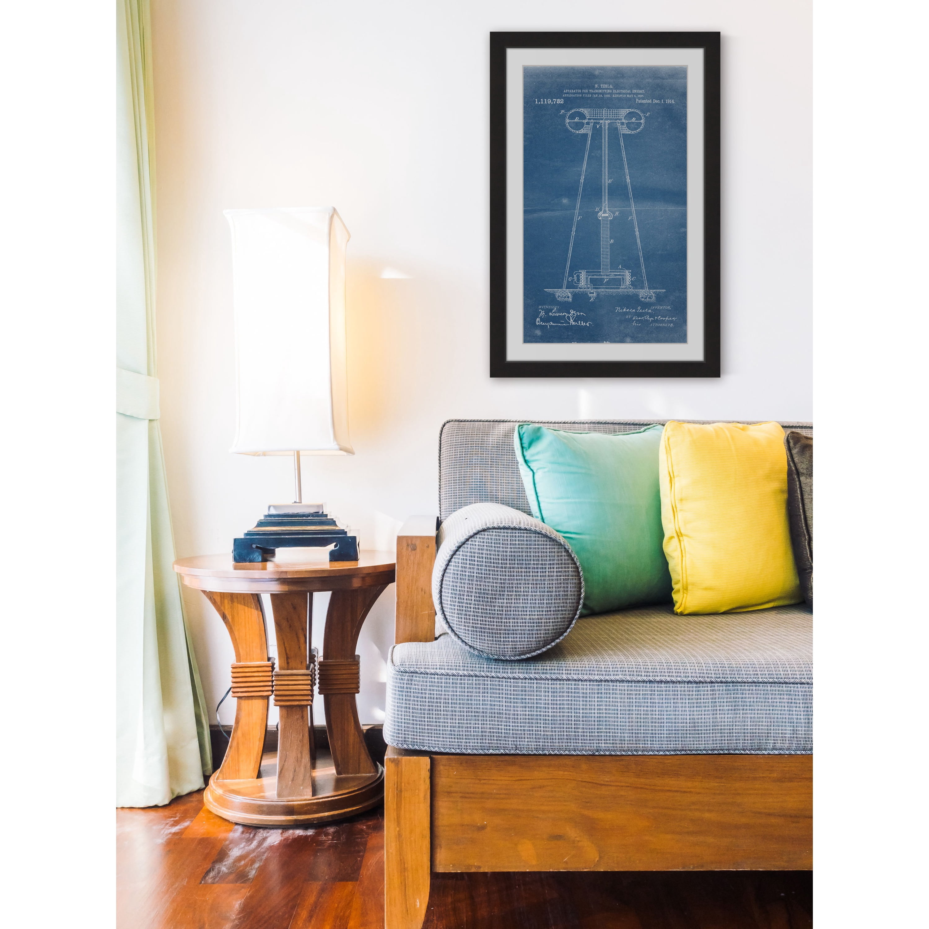 "Tesla Coil 1914 Blueprint" Framed Painting Print