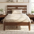 thumbnail image 2 of Costway Twin Size Wood Bed Frame with Slat Headboard Under-Bed Storage Space Caramel Brown, 2 of 10