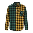 thumbnail image 3 of LNWUY Mens Flannel Plaid Shirts Regual Fit Casual Long Sleeve Turndown Collar Button Down Fleece Shirts Yellow XXL, 3 of 6
