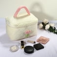 thumbnail image 5 of Unique Bargains 1Pc Corduroy Makeup Bag Large Cosmetic Bag Aesthetic Cute Tulip Flower Pattern Makeup Bag White, 5 of 7