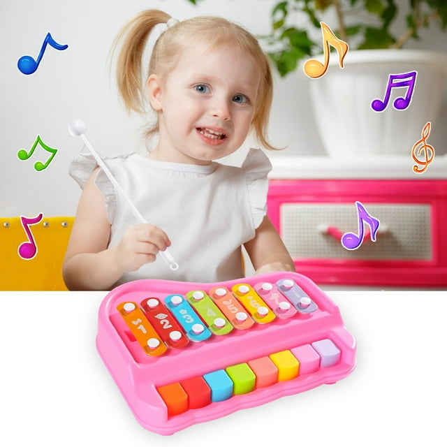SIYTUAU Toddler Piano Xylophone Combo Musical Toy Early Education Learning Instrument With Song Cards Activity Set Version D D