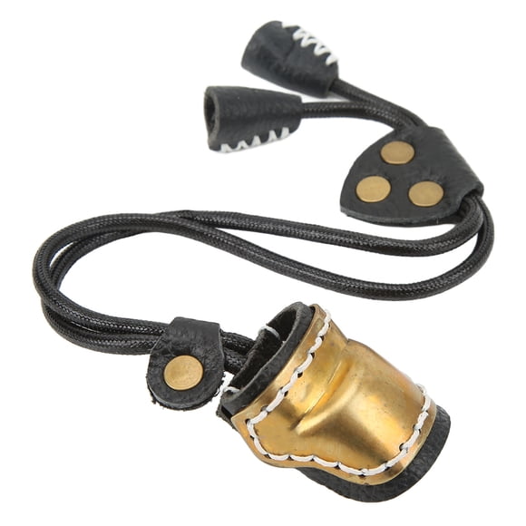 Archery Finger Protector, Brass And Leather Archery Thumb Guard For Archery Training Equipment